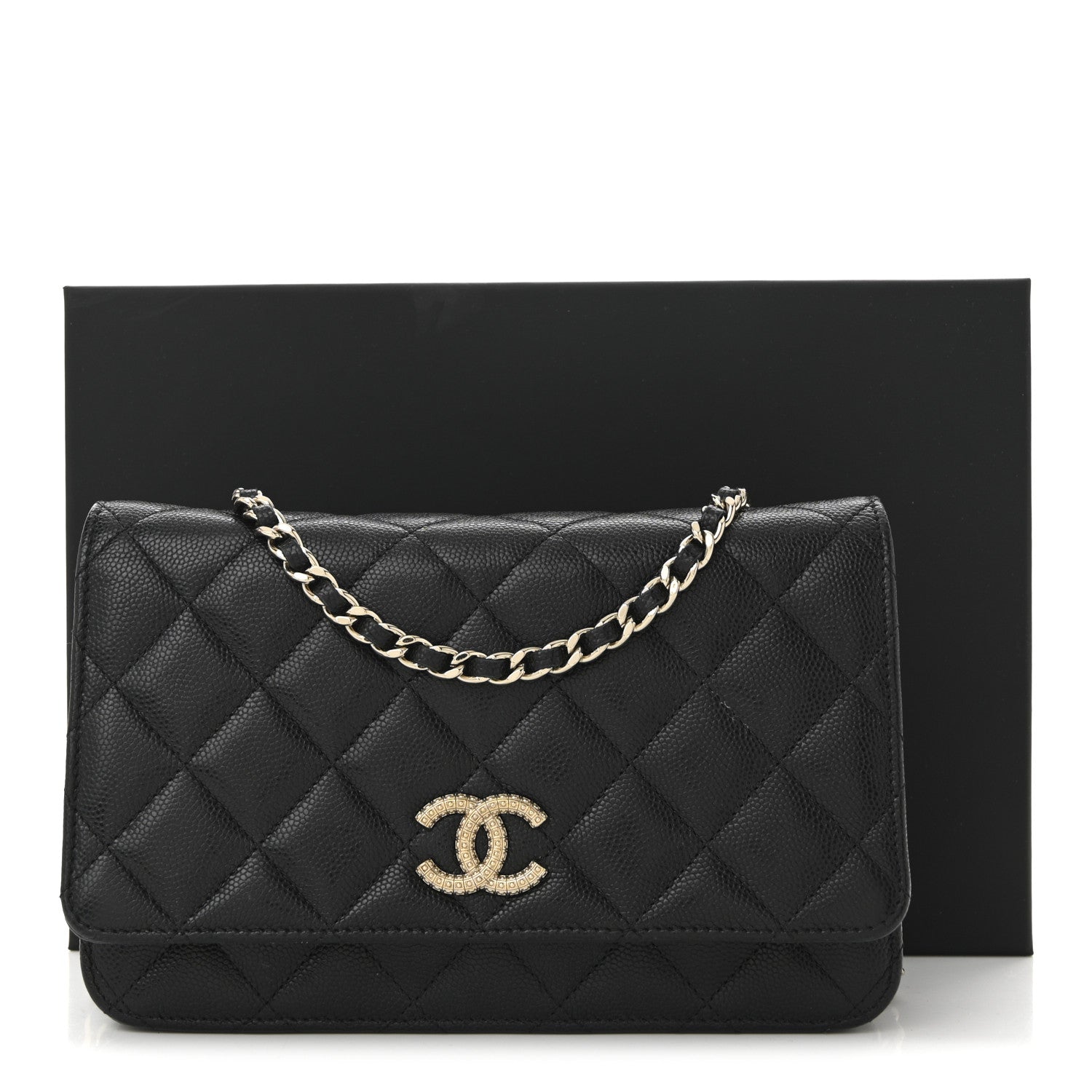 Chanel Caviar Quilted Textured CC Wallet On Chain WOC Black 12 of 12