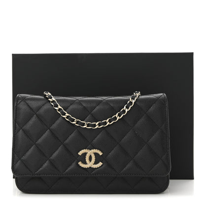 Chanel Caviar Quilted Textured CC Wallet On Chain WOC Black 12 of 12