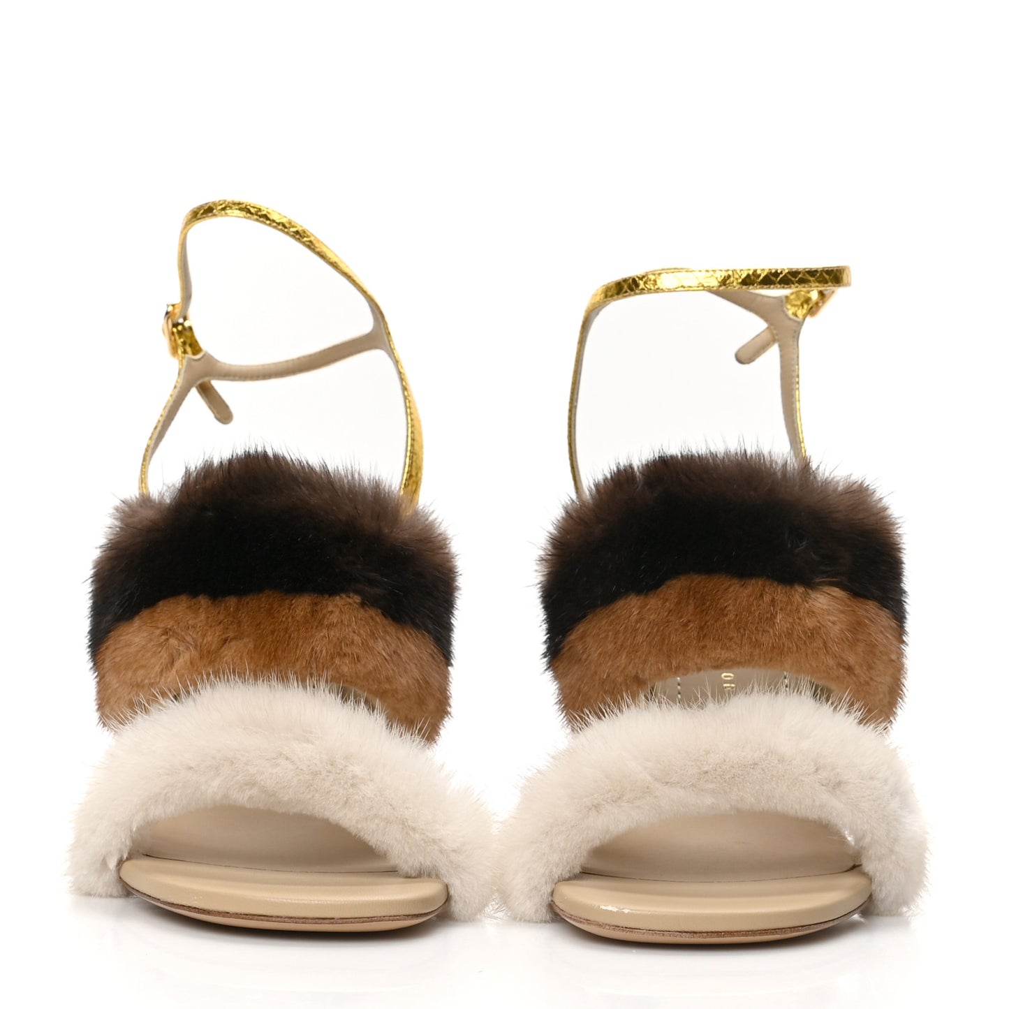 Mink Ayers Lucite Fendi First 95mm Sandals 40 Natural Brown