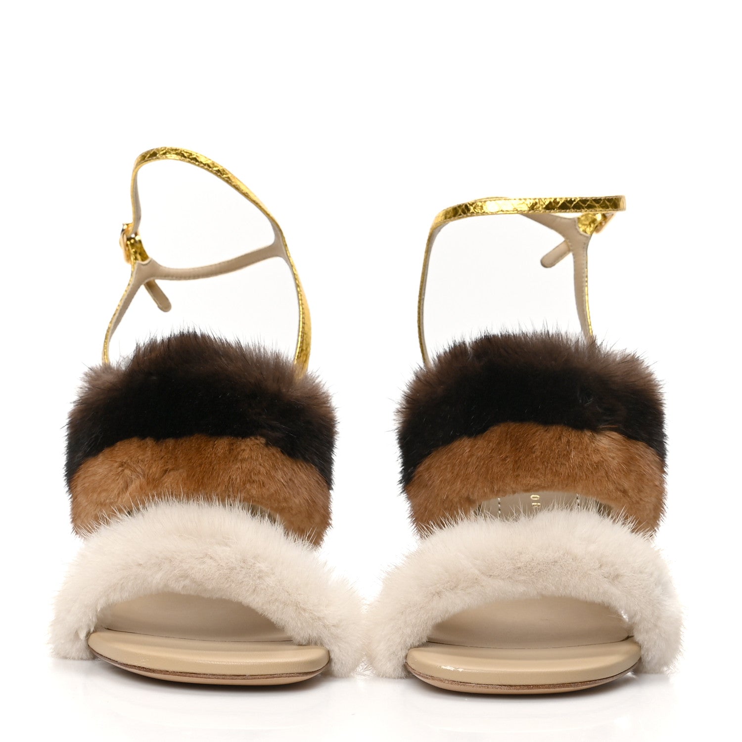 Fendi Mink Ayers Lucite Fendi First 95mm Sandals 40 Natural Brown 2 of 7
