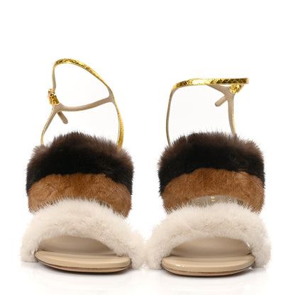 Fendi Mink Ayers Lucite Fendi First 95mm Sandals 40 Natural Brown 2 of 7