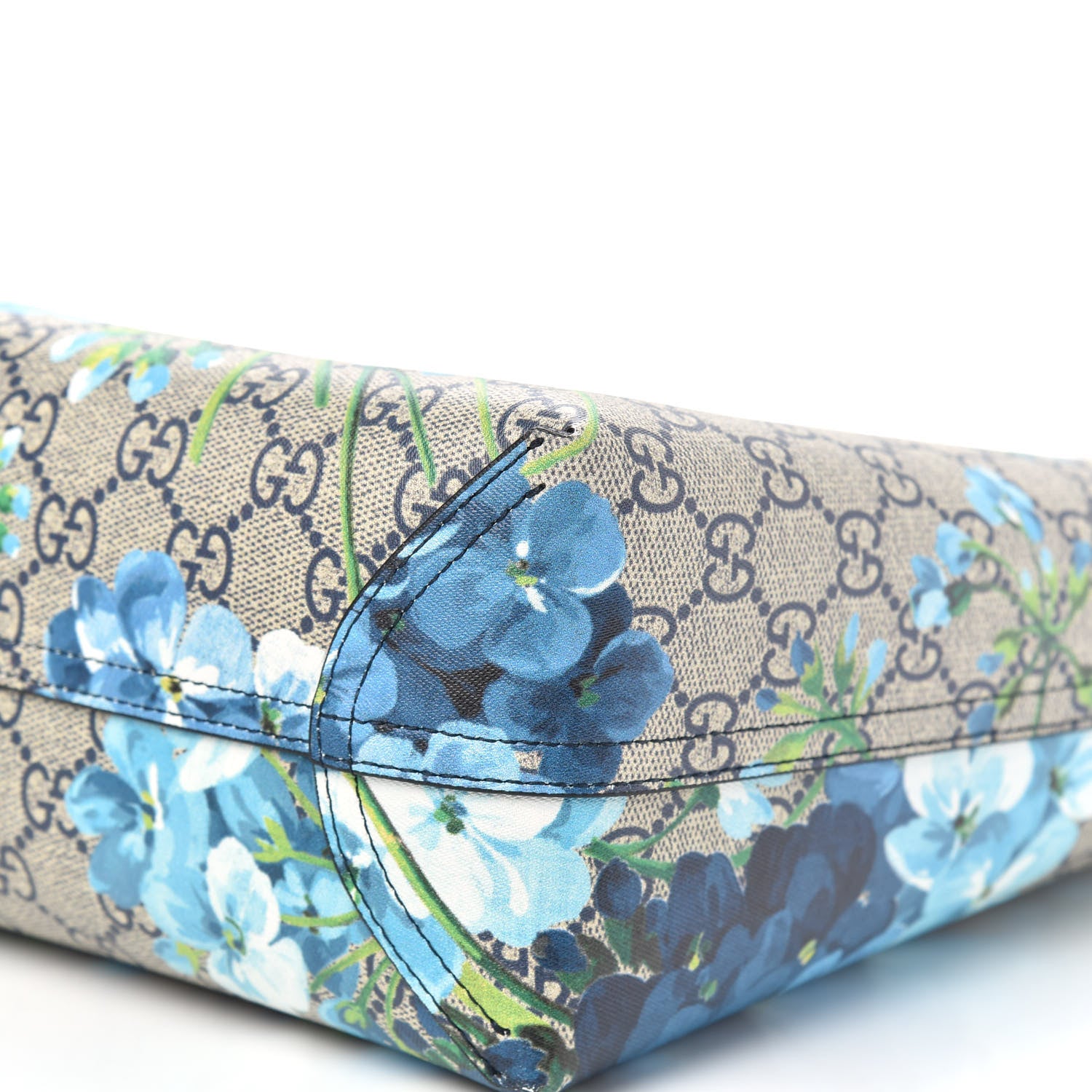 Gucci GG Supreme Monogram Blooms Small Reversible Tote Beige Blue Navy 12 of 15