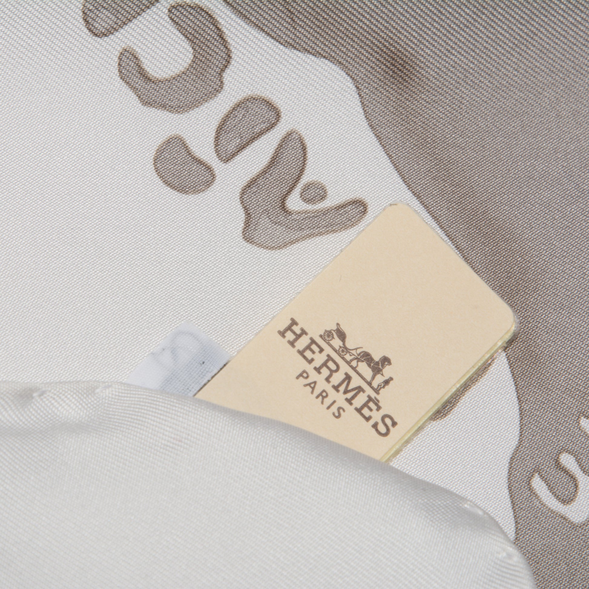Hermes Silk Peinture Fraiche 90 White Sepia 7 of 7