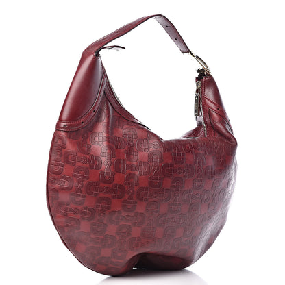 Gucci Calfskin Horsebit Embossed Glam Hobo Burgundy 3 of 10