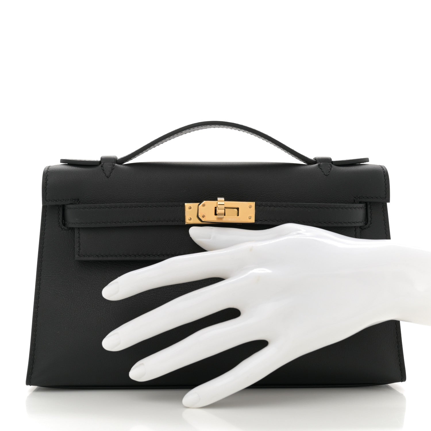 Hermes Swift Kelly Pochette Clutch Black 2 of 11