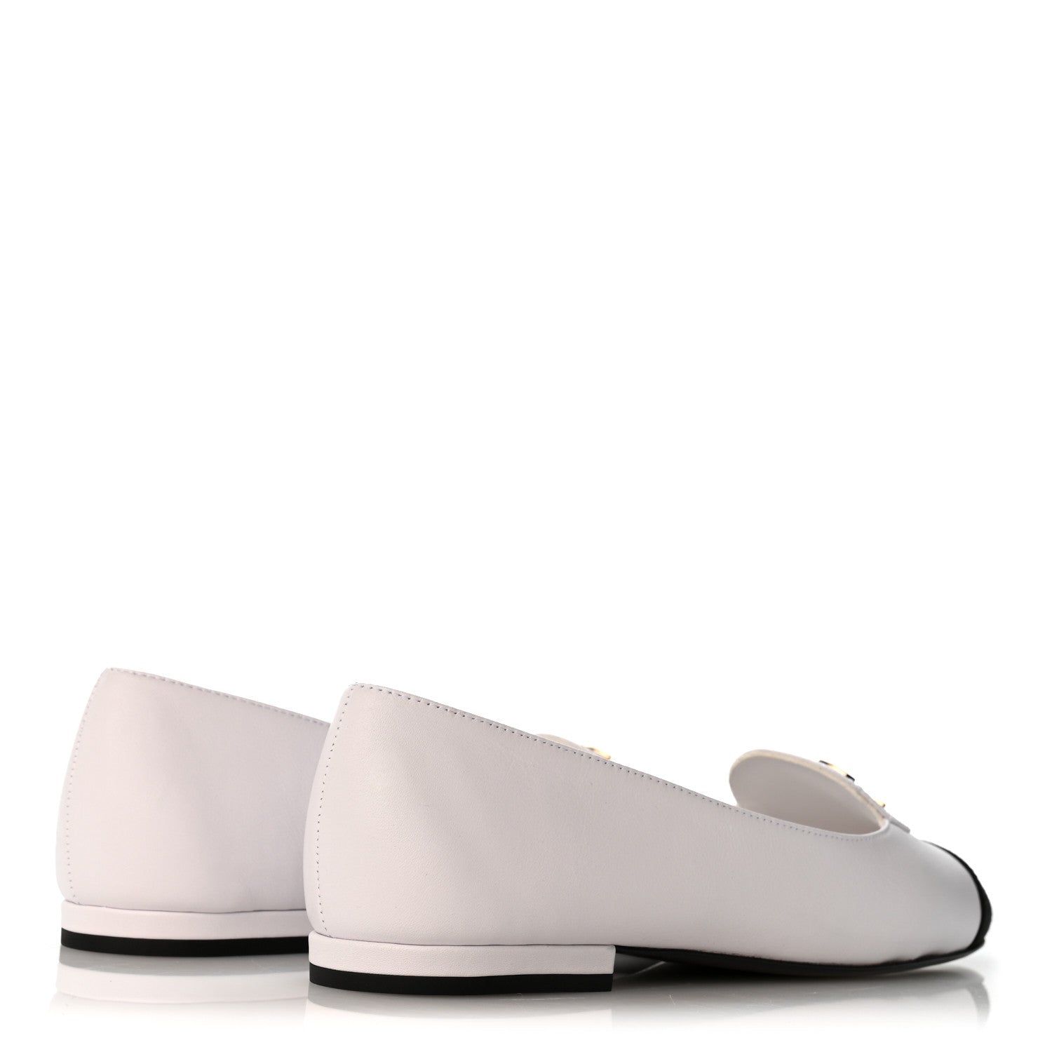 Chanel Calfskin Grosgrain Cap Toe CC Moccasin Loafers 37 White Black 5 of 10
