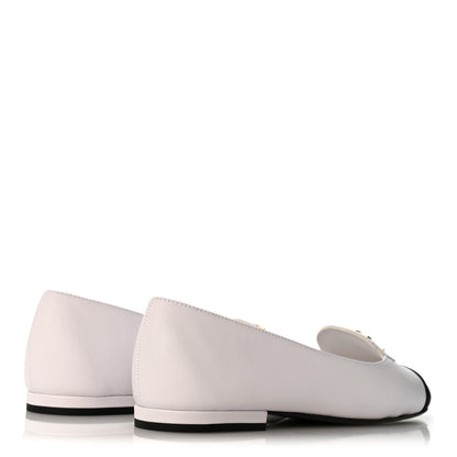 Chanel Calfskin Grosgrain Cap Toe CC Moccasin Loafers 37 White Black 5 of 10