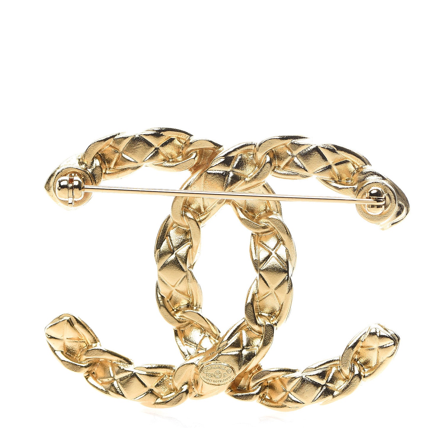 Metal CC Brooch Gold