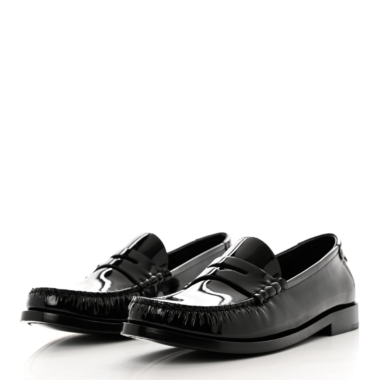 Patent Calfskin Penny Loafers 40.5 Black