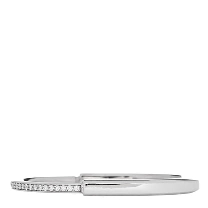 Tiffany 18K White Gold Diamond Tiffany Lock Half Pave Bangle Bracelet 1 of 4