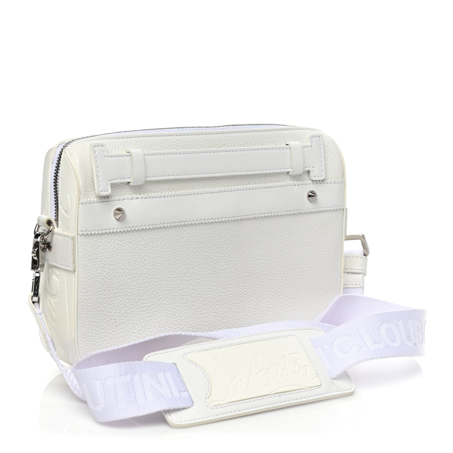 Grained Calfskin Rubber Ruisbuddy Messenger Bag White