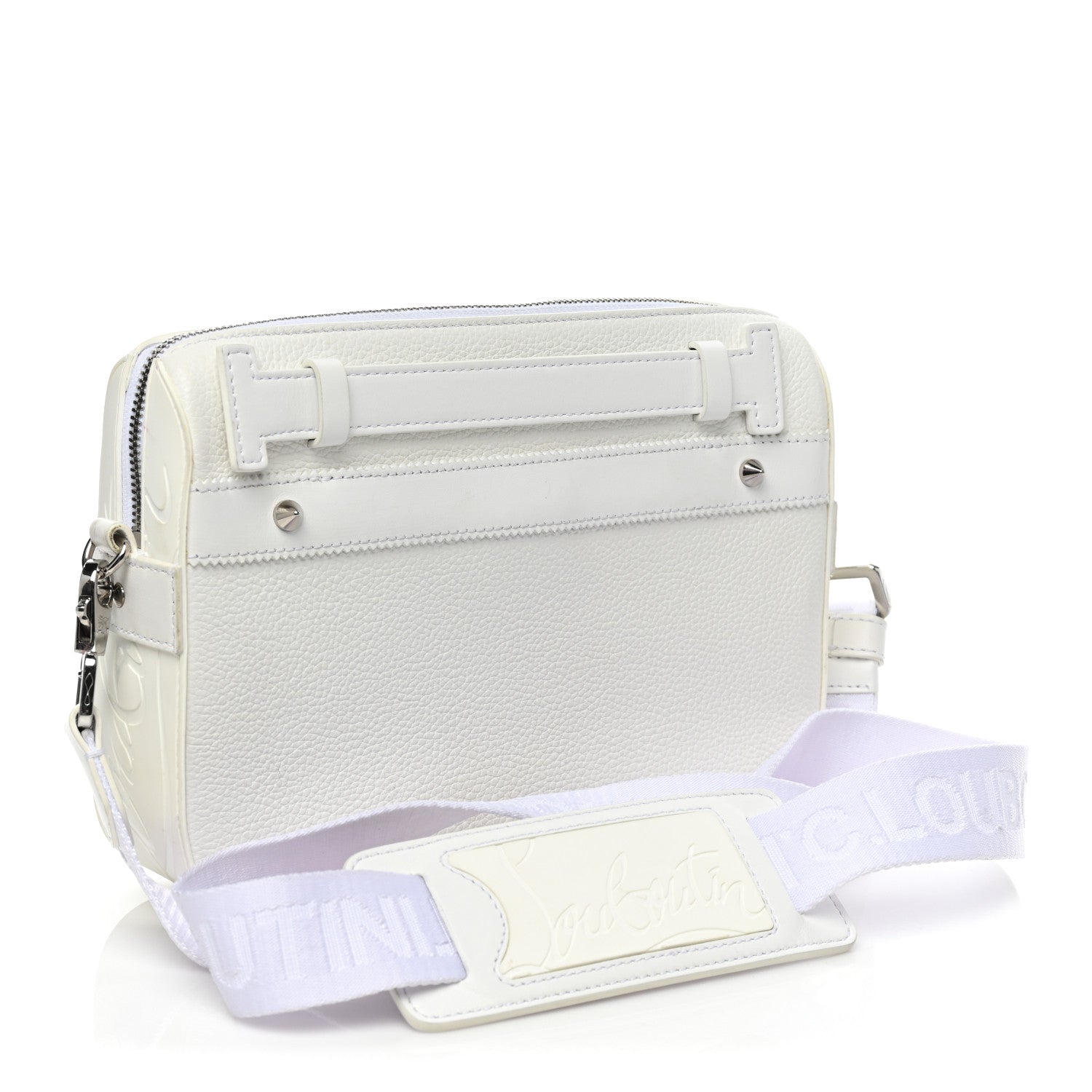 Christian Louboutin Grained Calfskin Rubber Ruisbuddy Messenger Bag White 3 of 11