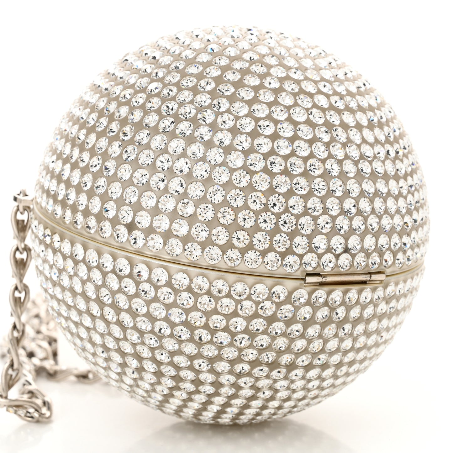 Plexiglass Strass CC Round Minaudiere Clutch Silver