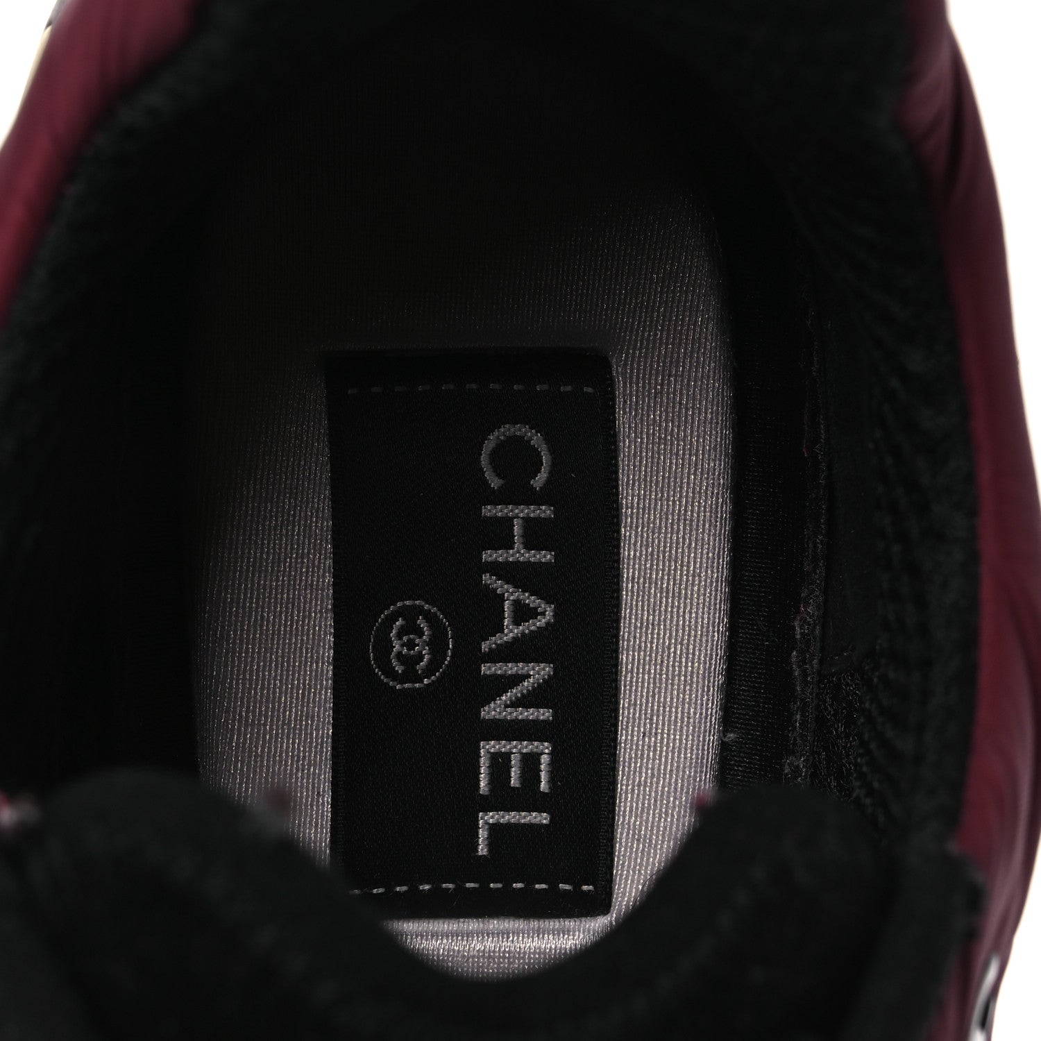 Chanel Nylon Suede Calfskin CC Sneakers 38 Burgundy Brown 1848285