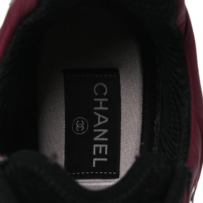 Chanel Nylon Suede Calfskin CC Sneakers 38 Burgundy Brown 9 of 13