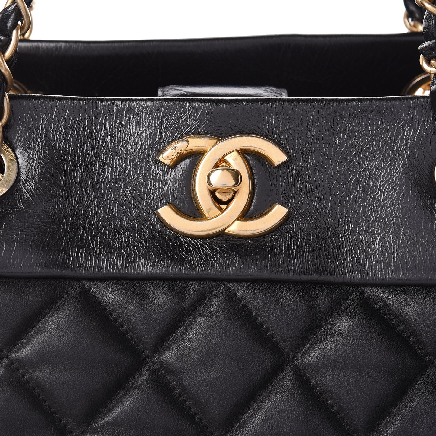 Calfskin Quilted Large Soft Elegance Tote Black