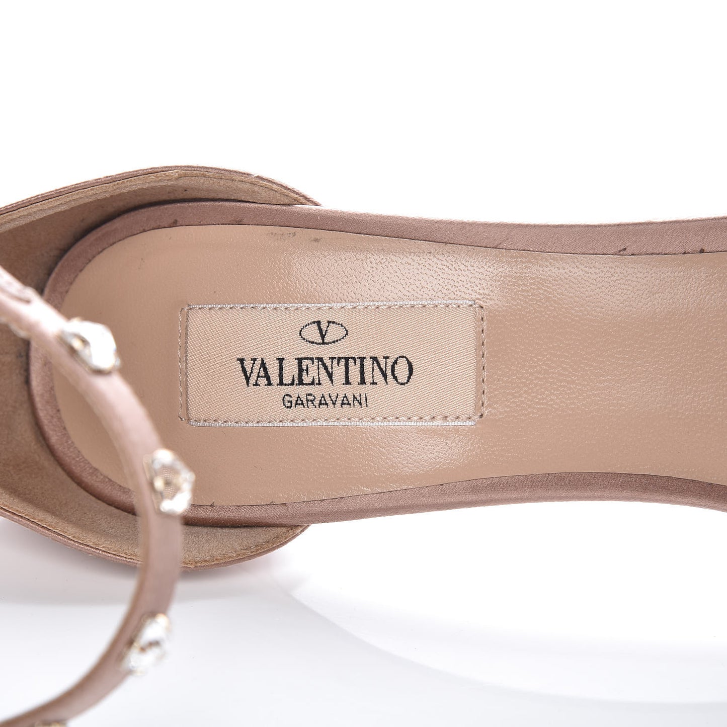 Satin Rockstud Glam Ankle Strap 105mm Sandals 38 Poudre