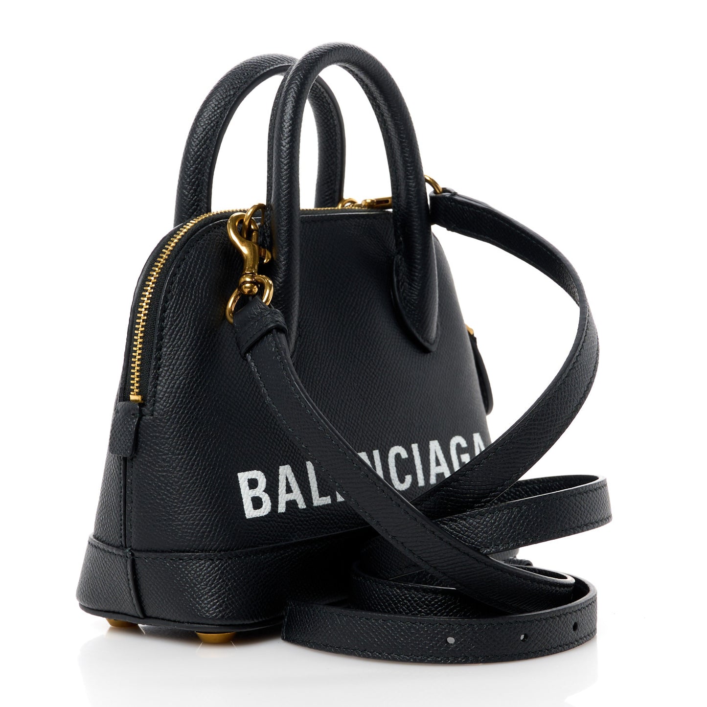 Signature Grained Calfskin XXS Ville Top Handle Bag Black White