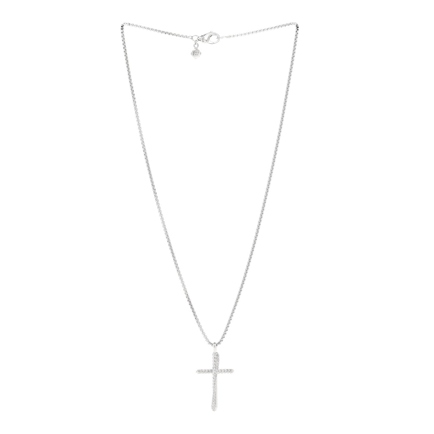 Sterling Silver Diamond 35mm Crossover Cross Necklace