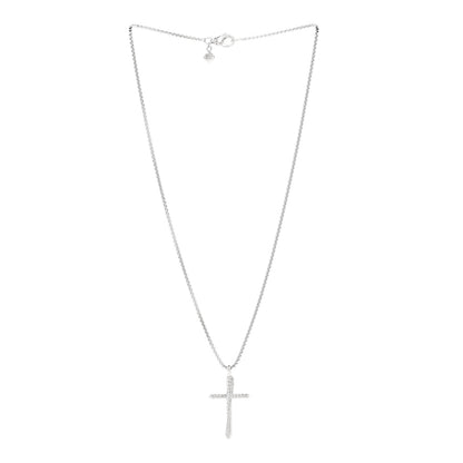 David Yurman Sterling Silver Diamond 35mm Crossover Cross Necklace 3 of 6