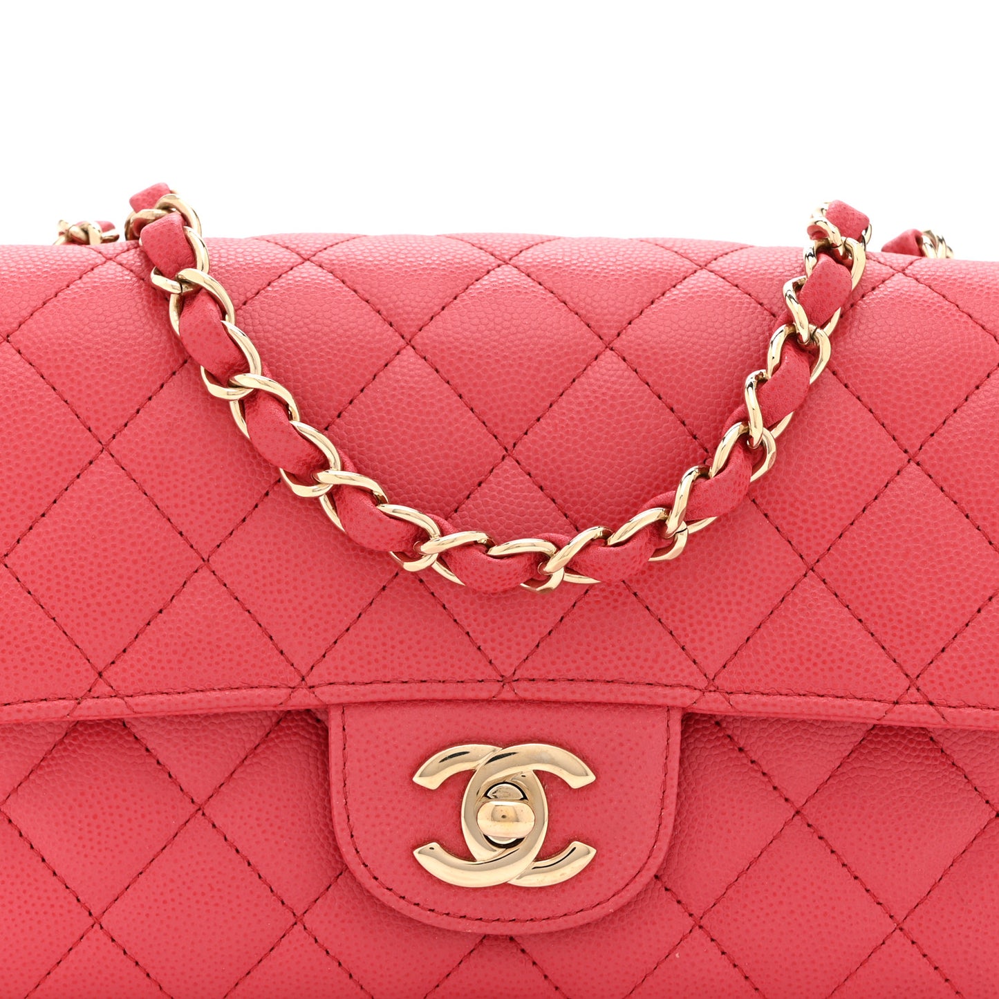 Caviar Quilted Mini Rectangular Flap Dark Pink