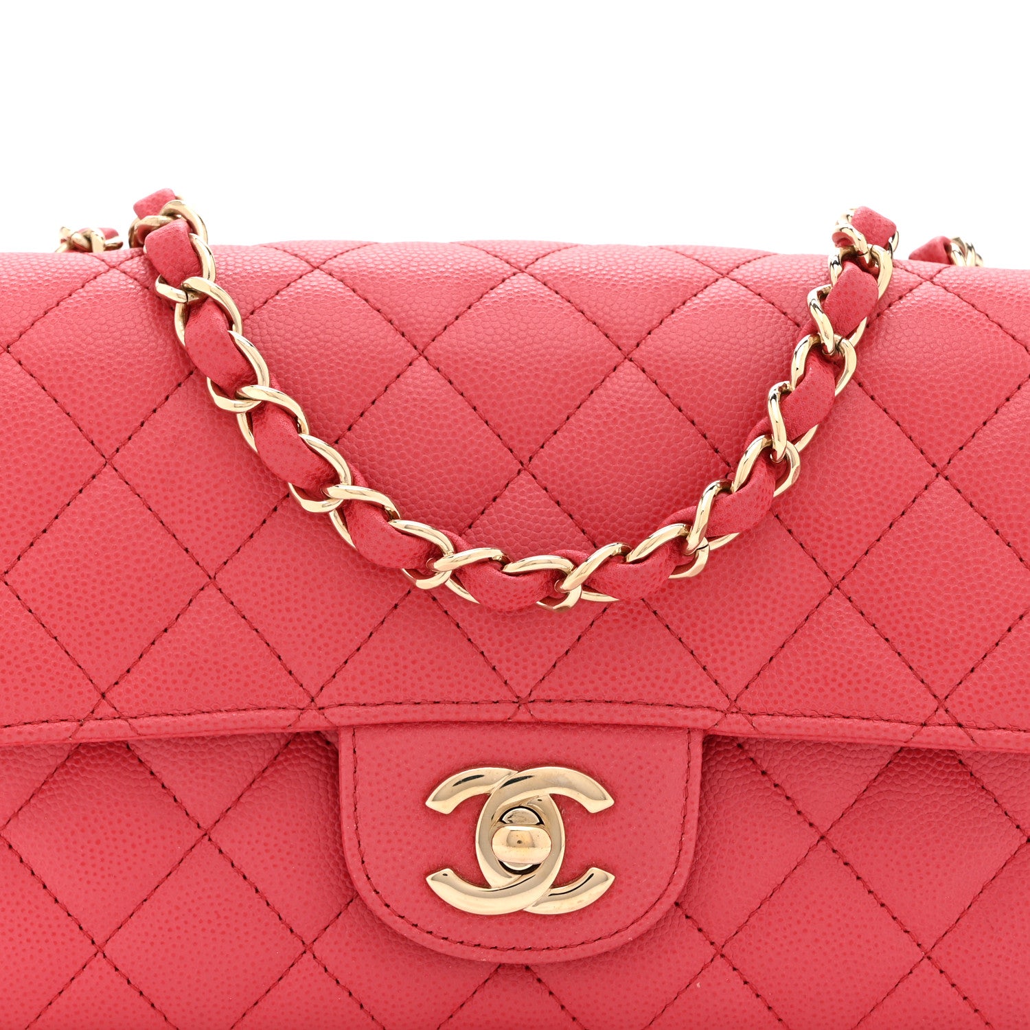 Chanel Caviar Quilted Mini Rectangular Flap Dark Pink 8 of 10