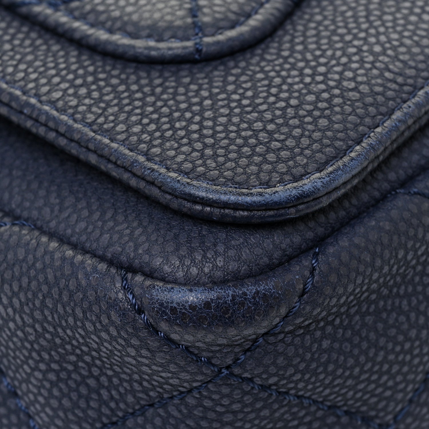 Chanel Washed Caviar Quilted Medium Turn Around Ligne Flap Navy 6 of 17