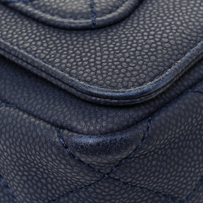 Chanel Washed Caviar Quilted Medium Turn Around Ligne Flap Navy 6 of 17