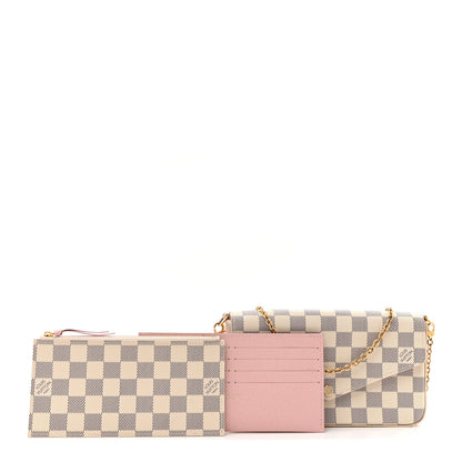 Louis Vuitton Damier Azur Pochette Felicie Chain Wallet Rose Ballerine 3 of 13