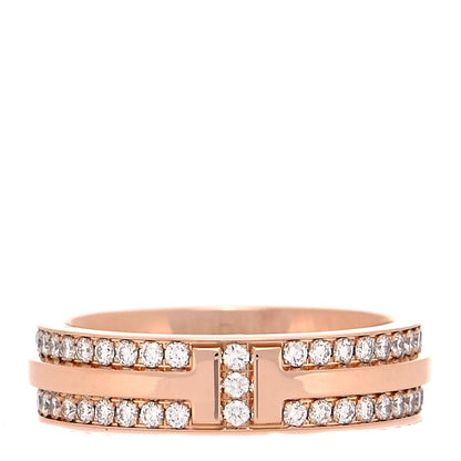 Tiffany 18K Rose Gold Diamond Narrow T Two Pave Ring 47 4 1 of 4