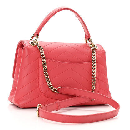 Chanel Grained Calfskin Small Chevron Chic Top Handle Flap Red 3 of 12