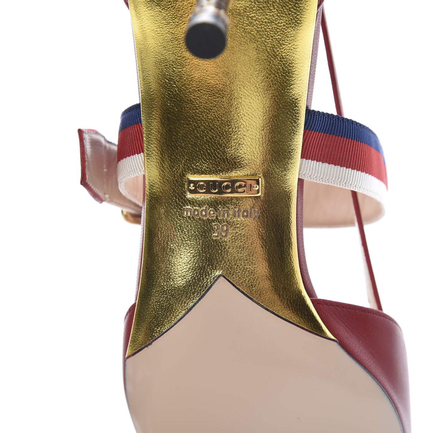 Malaga Kid Grosgrain Sylvie Web Bamboo Low Heel Pumps 39 Red