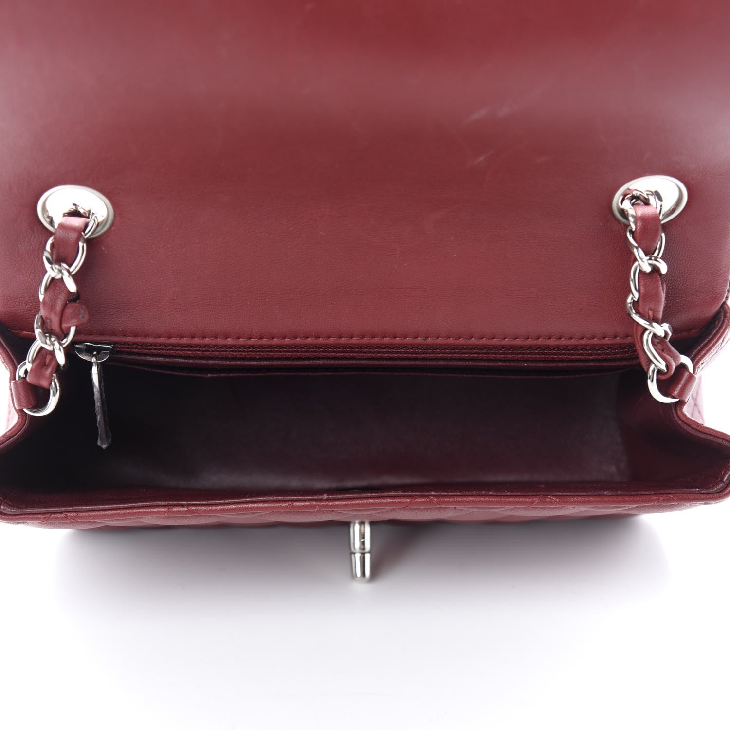 Chanel Lambskin Quilted Mini Rectangular Flap Burgundy 5 of 13