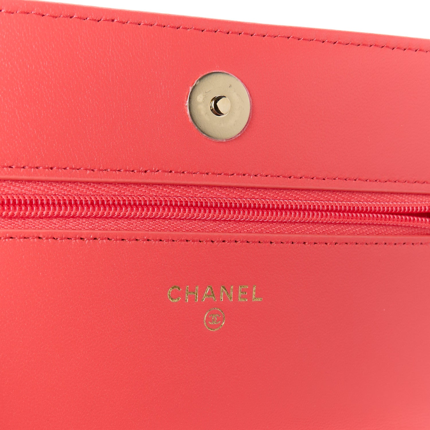 Chanel Lambskin Quilted Wallet On Chain WOC Coral 6 of 12