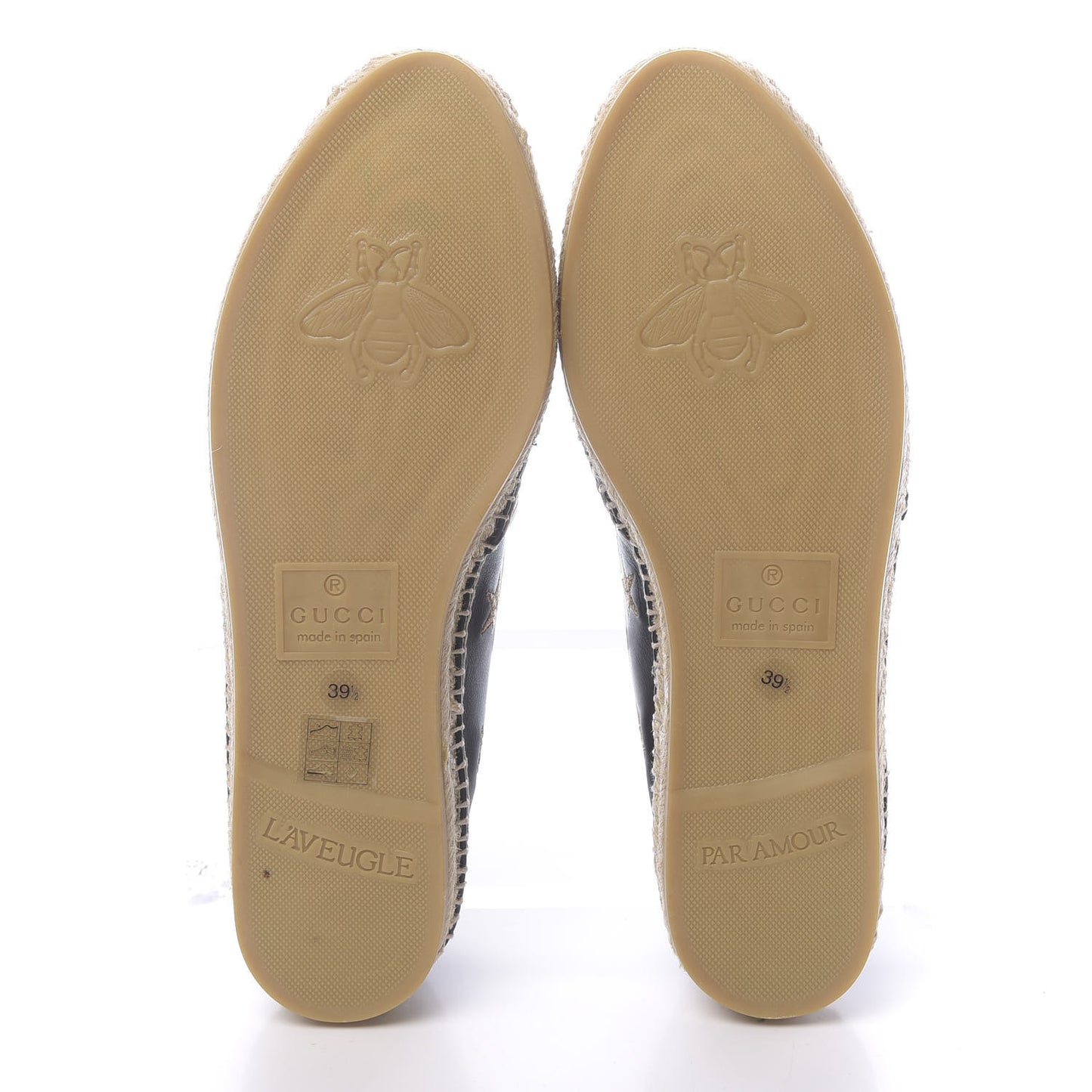 Calfskin Bee Star Embroidered Espadrilles 39.5 Black