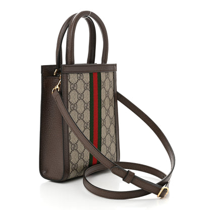 Gucci GG Supreme Monogram Textured Dollar Calfskin Web Super Mini Ophidia Mini Tote Bag Beige Ebony New Acero 3 of 11