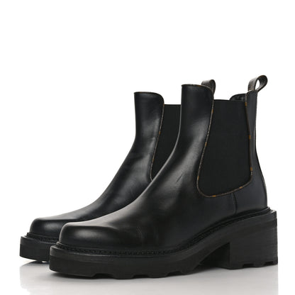 Louis Vuitton Calfskin Monogram Beaubourg Ankle Boots 40.5 Black 3 of 7