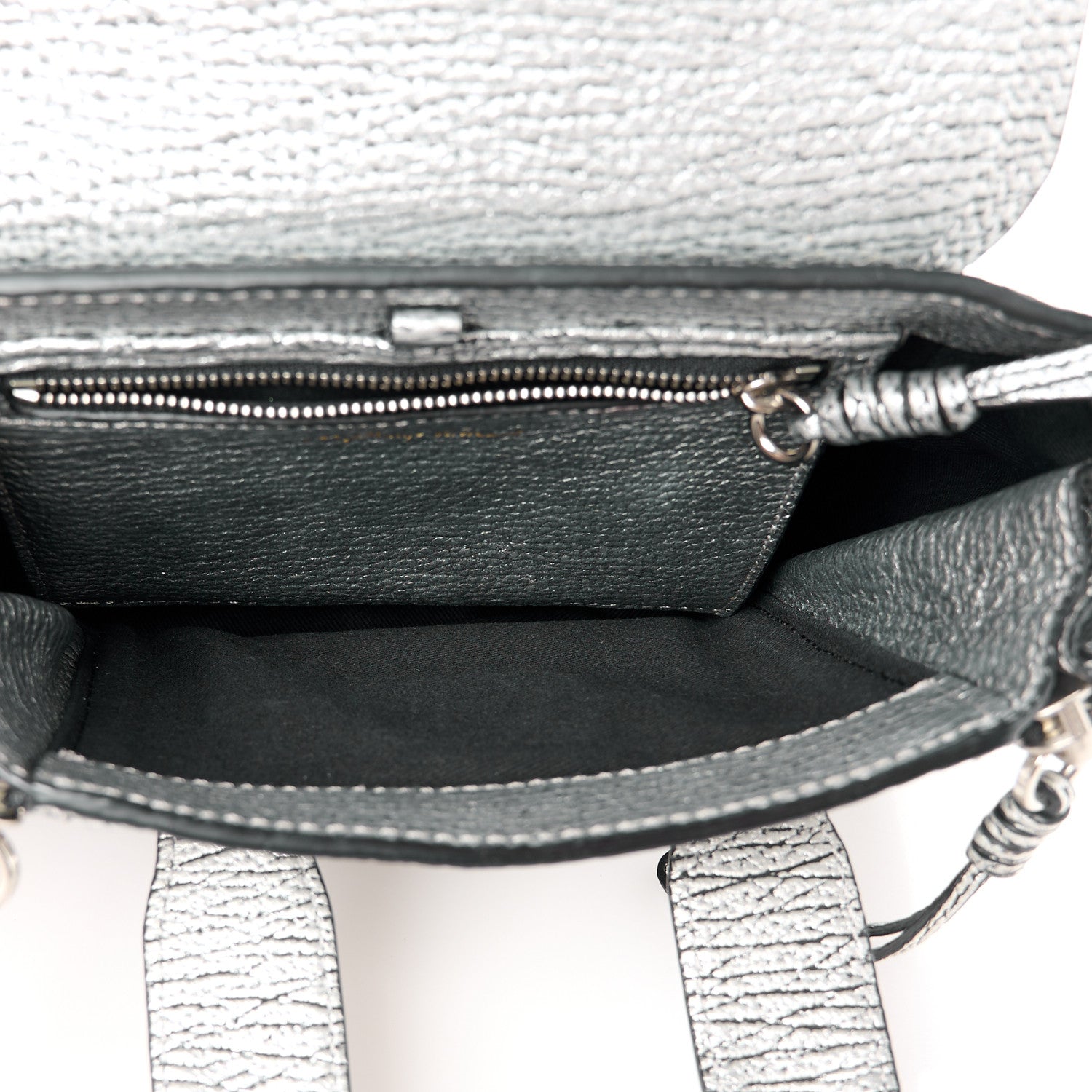 3.1 Phillip Lim Metallic Textured Calfskin Mini Pashli Satchel Black Silver 5 of 10
