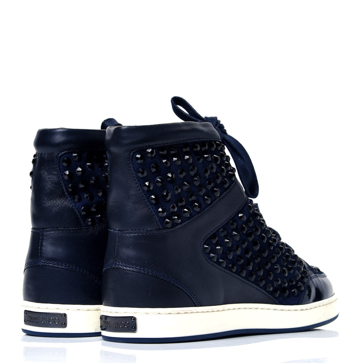 Calfskin Patent Studded Tokyo Sneakers 35.5 Navy
