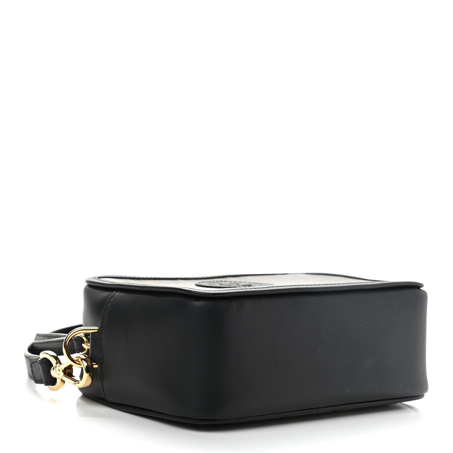 Fendi Glazed Fabric Vitello Century FF 1974 Stamp Patch Mini Camera Case Mogano Panna Black 4 of 9