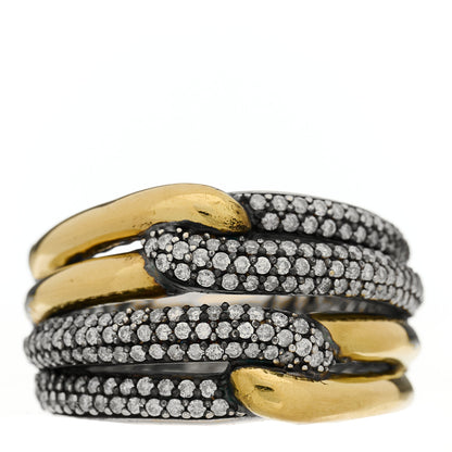 David Yurman Sterling Silver 18K Yellow Gold Diamond Loop Labyrinth Ring 52 6 1 of 7