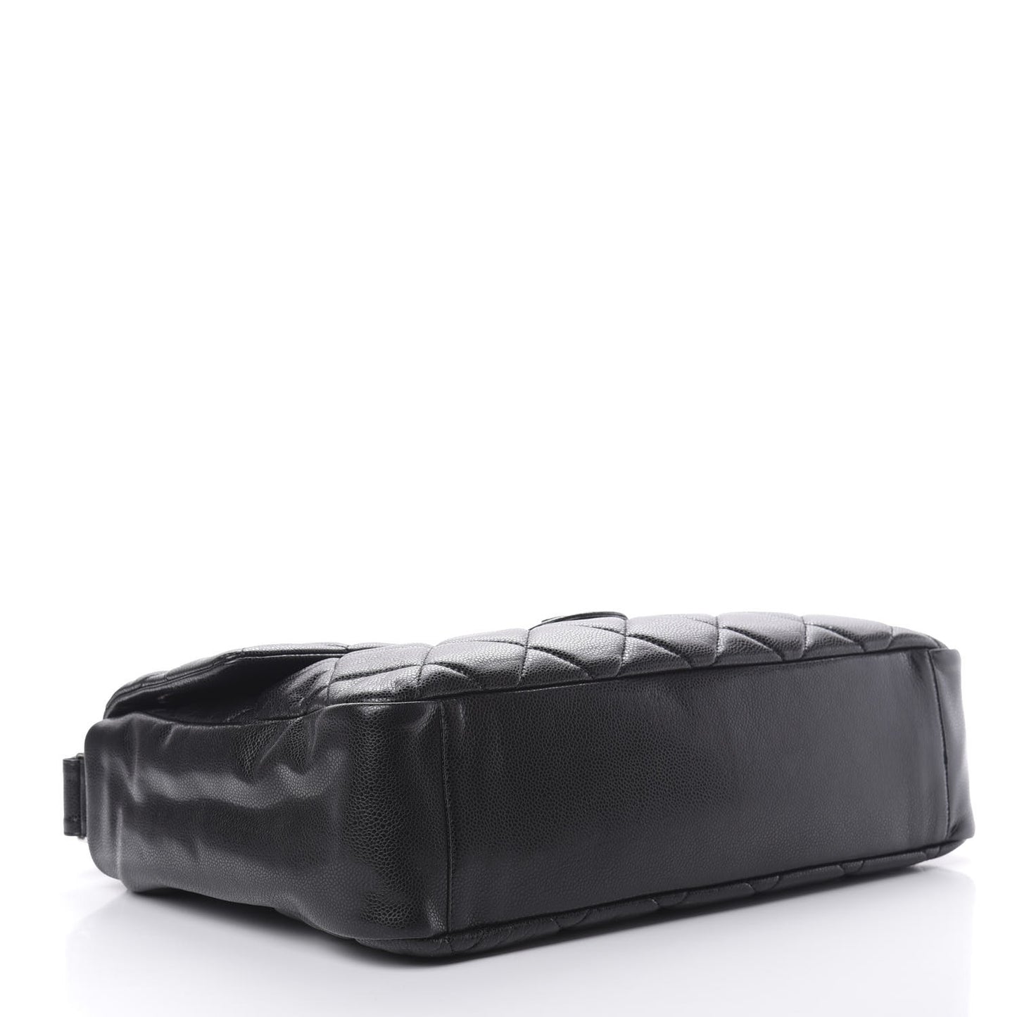 Glazed Caviar Large Nature Flap Bag Black