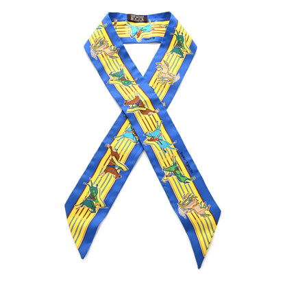 Hermes Silk Pani La Shar Pawnee Twilly Bleu Roy Jaune Marine 1 of 6