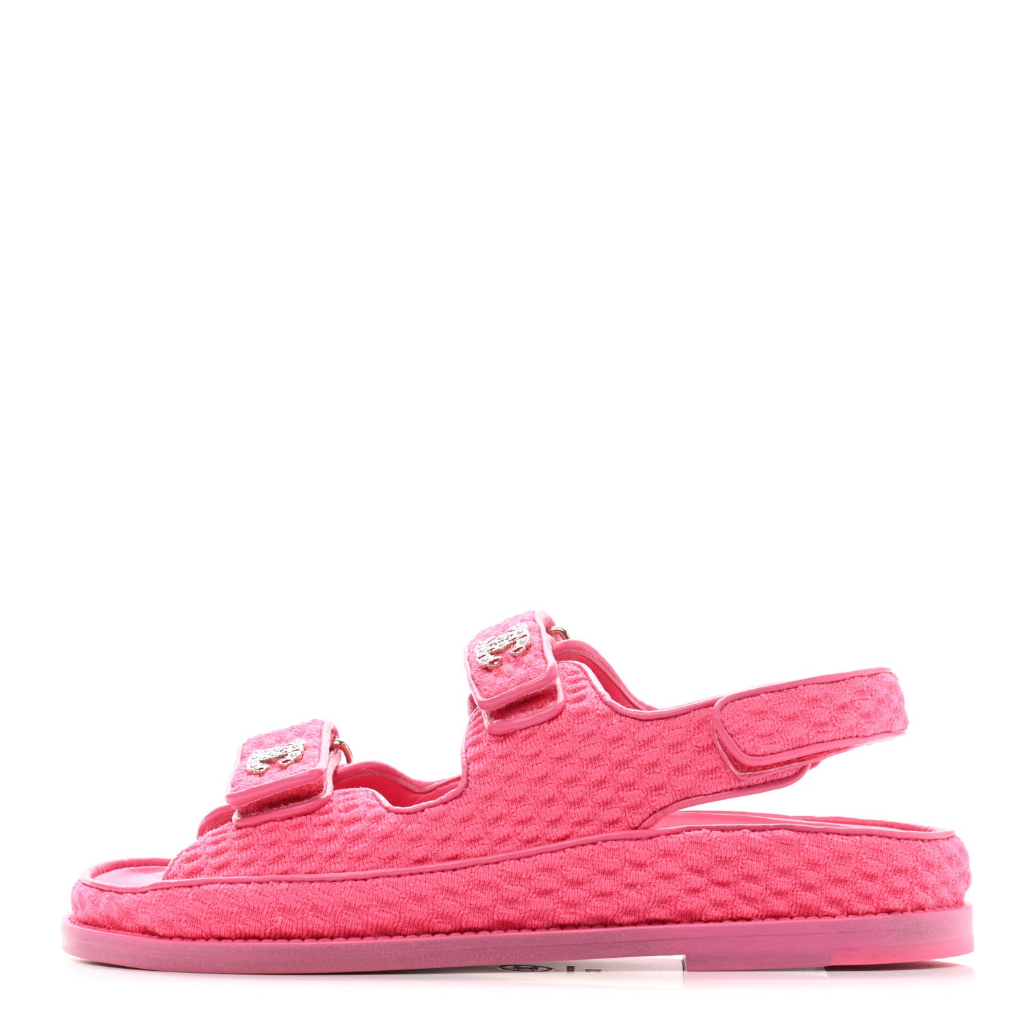 Chanel Knit Fabric Velcro Dad Sandals 37 Pink 1 of 9