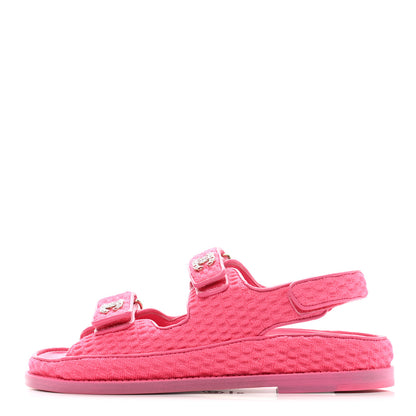 Chanel Knit Fabric Velcro Dad Sandals 37 Pink 1 of 9