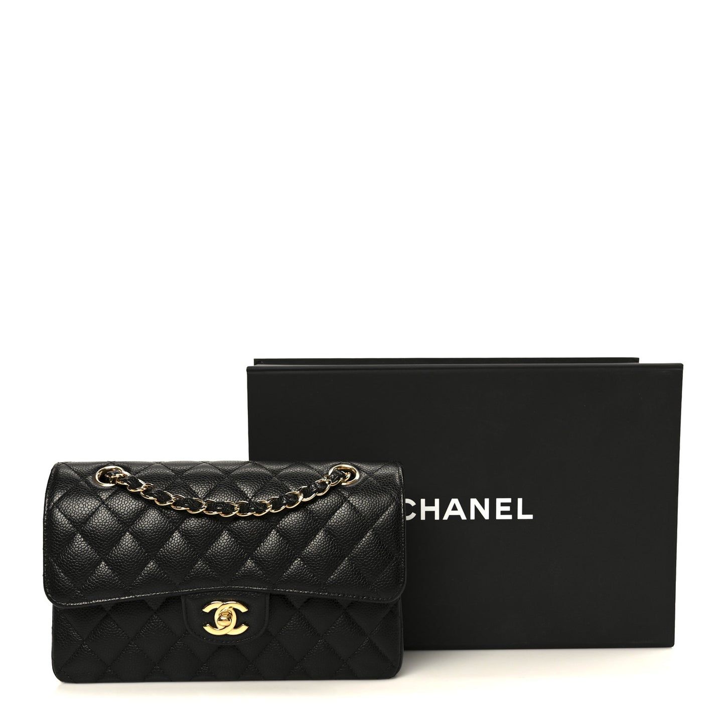 Caviar Quilted Small Double Flap Black