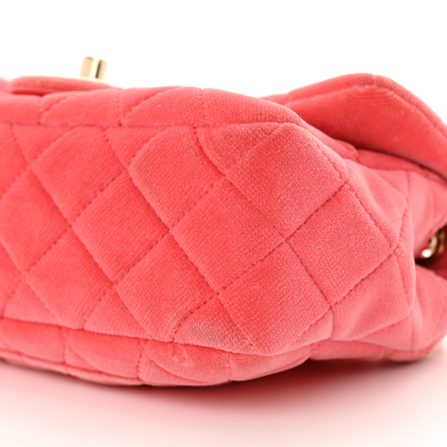 Chanel Velvet Quilted Mini Rectangular Pearl Crush Flap Coral 10 of 13