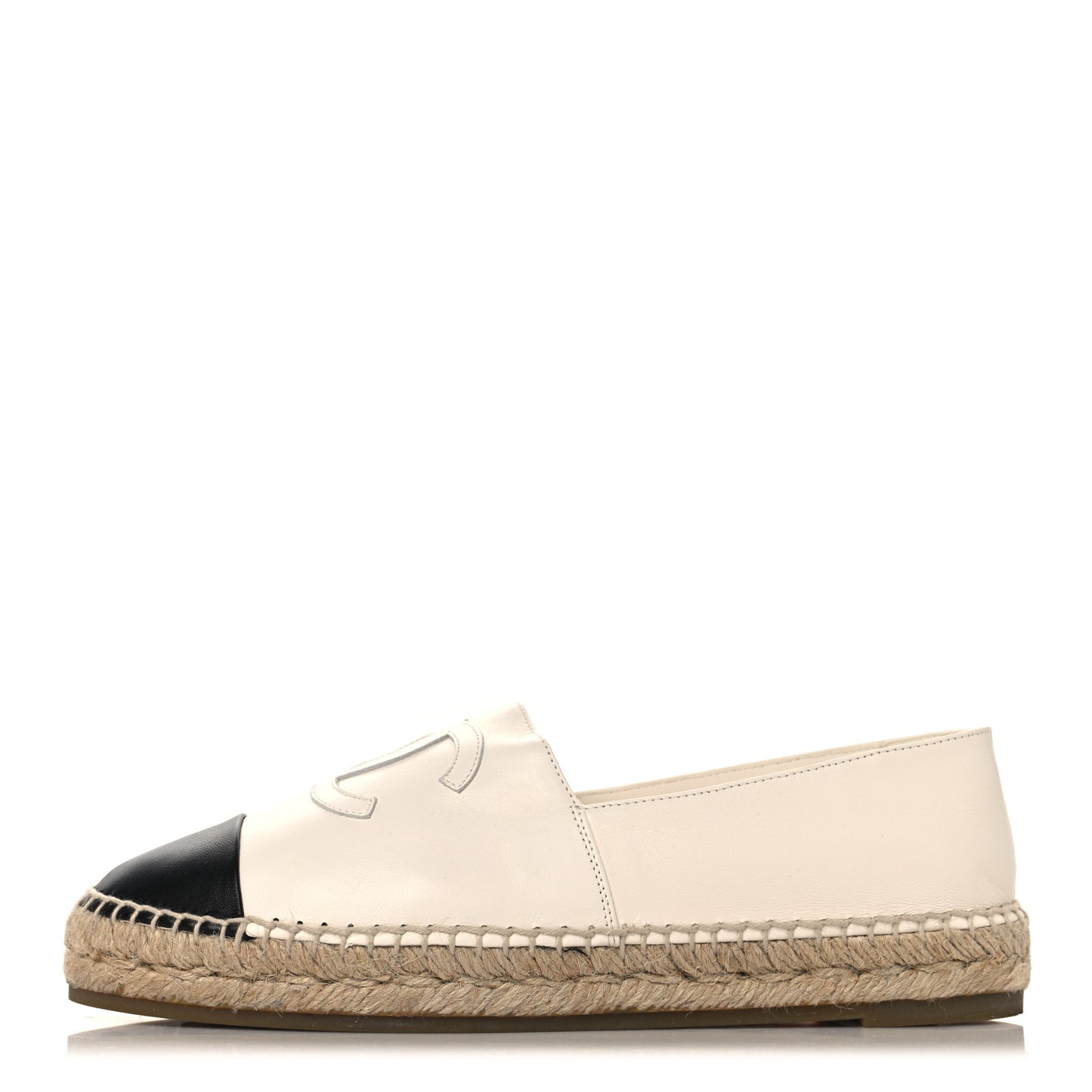 Lambskin CC Espadrilles 40 White Black