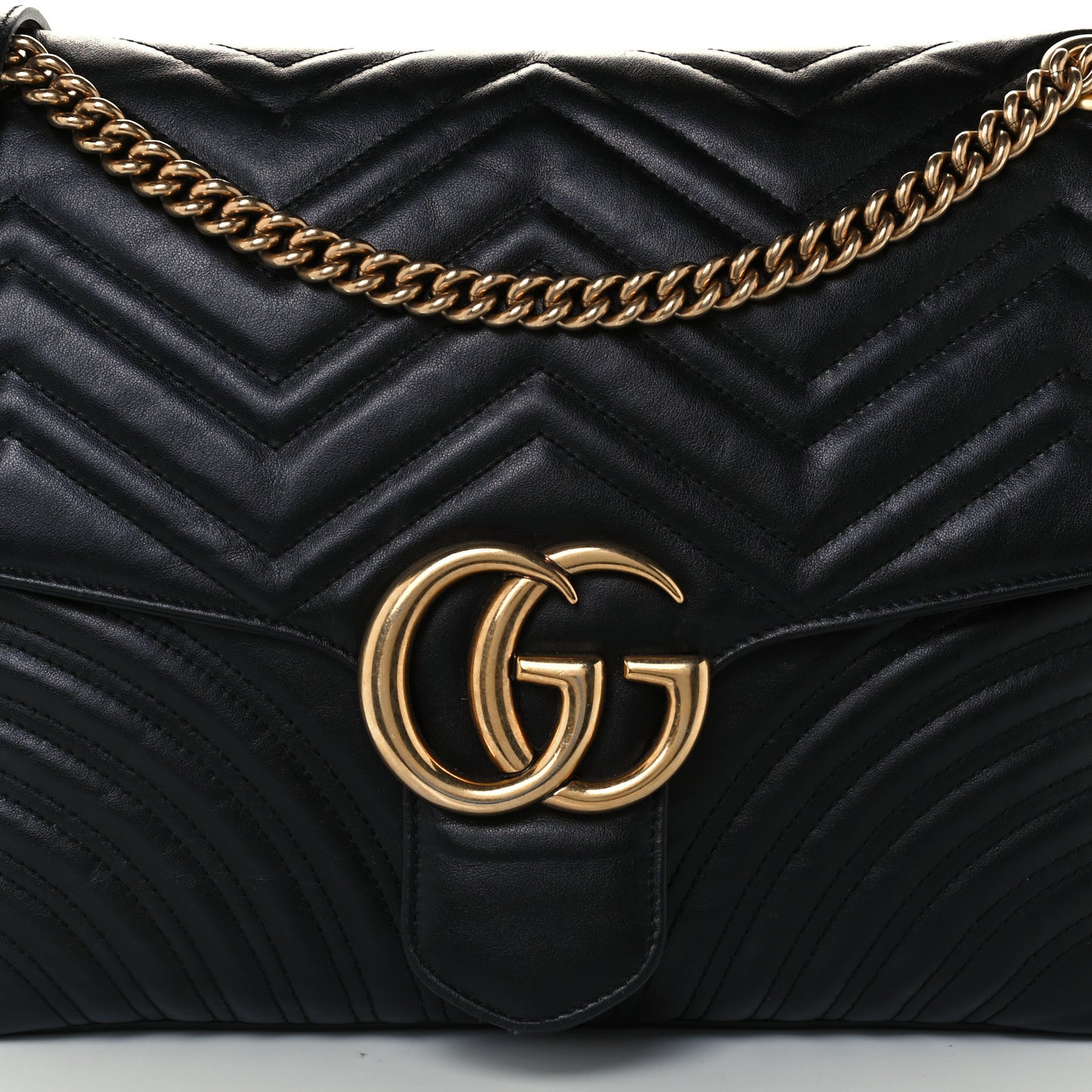 Calfskin Matelasse Large GG Marmont Shoulder Bag Black