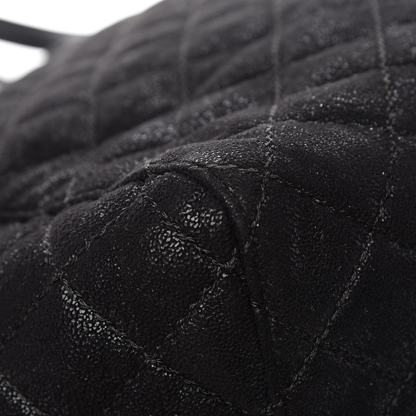 Shaggy Deer Quilted Falabella Shopper Tote Black